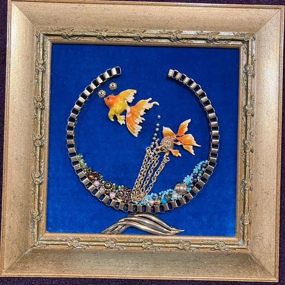 FRAMED JEWELRY ART COLLAGE IN STUNNING COLORS. HANDMADE UNIQUE OOAK GIFT 🎁 IDEA - Picture 13 of 13